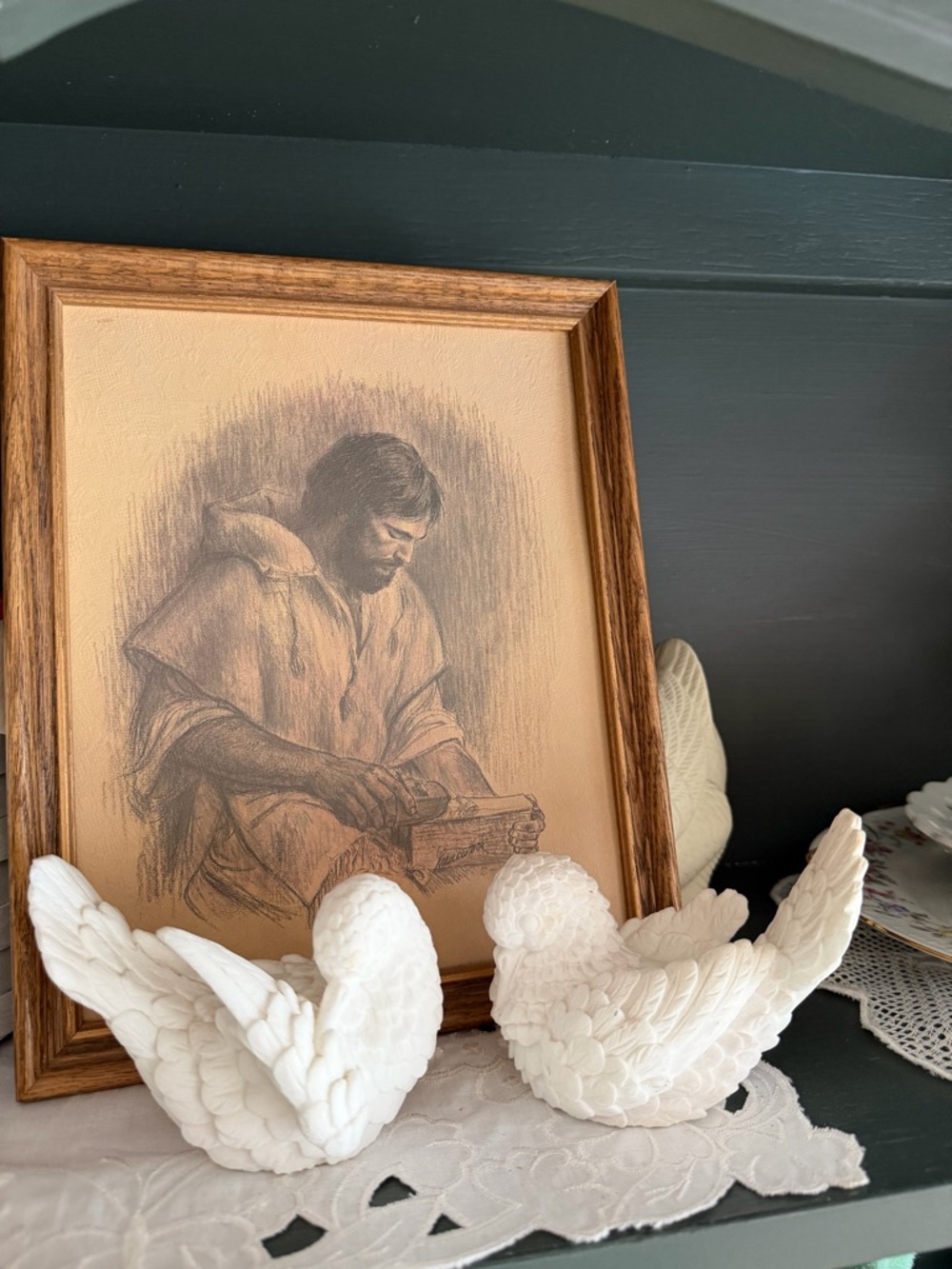 White Ceramic Doves
